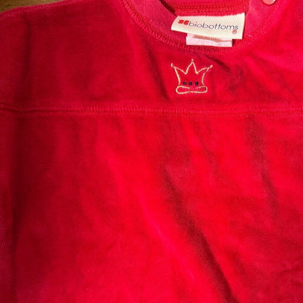Bio-Bottoms Velour Sleeper with Zipper Red, 6 MOS